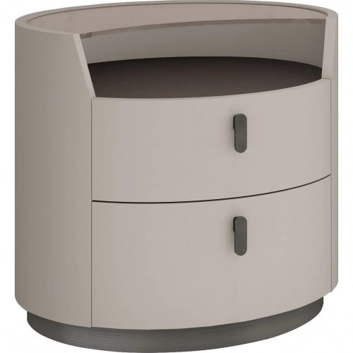 Madrid Nightstand in Grey Finish & Brown Metal Lacquer (Set of 2)